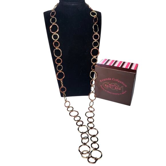 Copper Gold Tone Long Necklace Garold C Miller Fashion Jewelry 34" - Picture 1 of 5